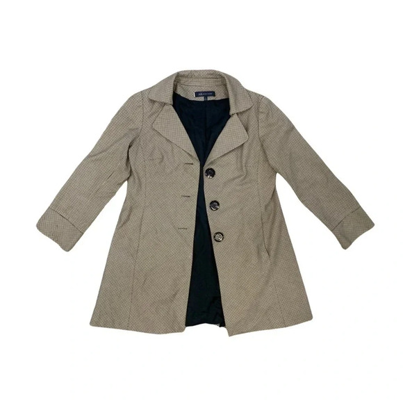 Vintage Anne Klein Blazer Overcoat | Brown Houndstooth | Size 6 - Picture 2 of 8